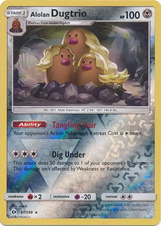 Sun & Moon Alolan Dugtrio #87/149 reverse holo